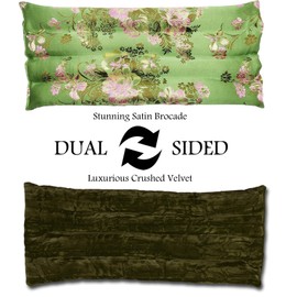 Tranquil Elegance Handmade Soothing Wrap Heating Pad - Dual Sided Satin Brocade & Velvet - Flax Seed Fill - Unscented - Spring Green - TSW-SG