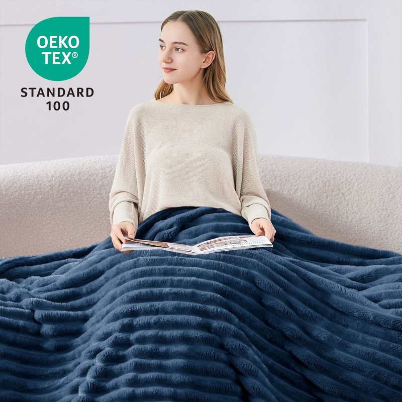 BEDELITE Cuddly Fluffy Blanket Small - Soft Flannel Blankets Blue