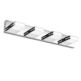SineRise LED Modern Bathroom Vanity Light Fixtures (2-Light, 15.5-Inch, Dimmable), Chrome Modern Acrylic Bathroom Wall Lighting Fixtures Over Mirror (Cool White 6000K)