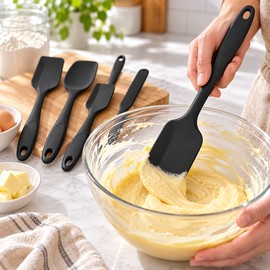 Silicone Spatula Set for Cooking and Baking – 4-Piece Heat-Resistant Flexible Scrapers with Non-Slip Handles for Everyday Kitchen Use