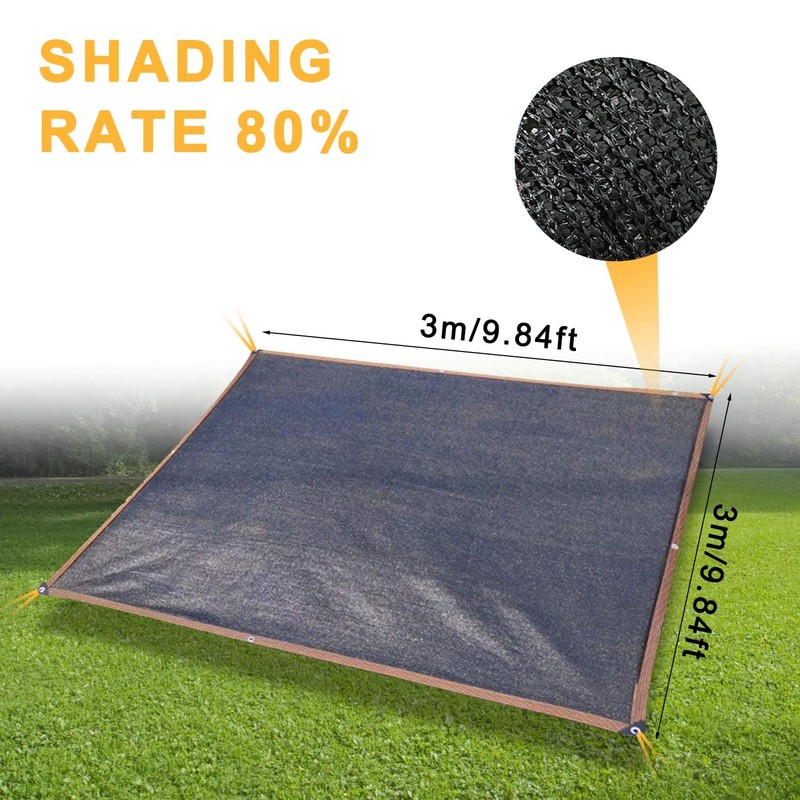 Greenhouse Shading, 3 x 3 m Shade Net, with Eyelets,