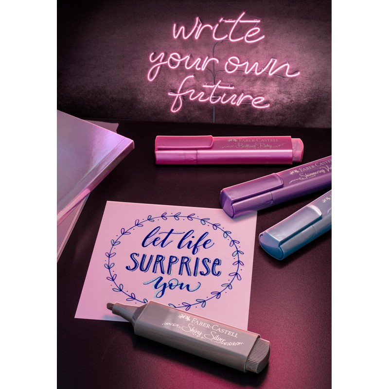 Faber-Castell 254674 Metallic Highlighter Pens with Precision Chisel Tip, Bright