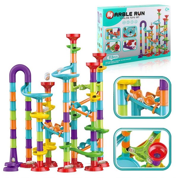 113 Pcs Marble Run for Kids,Marble Run Compact Set, STEM