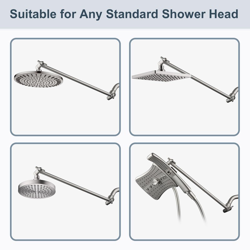 BRIGHT SHOWERS 15 Inch Extra Long Shower Head Extension Arm,