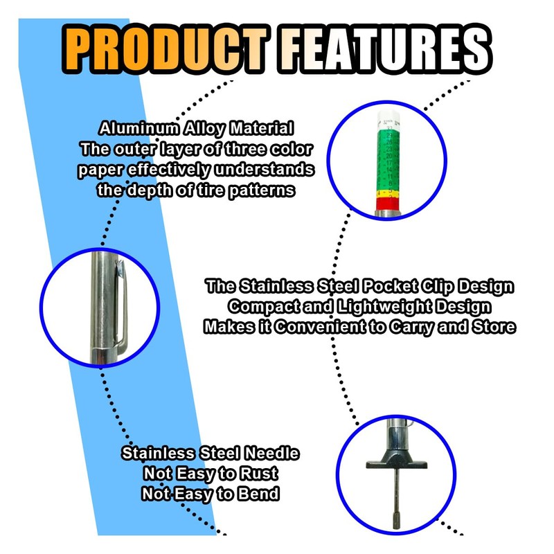 Car Tire Tread Depth Gauge, Tire Tread Gauge Color Coded,