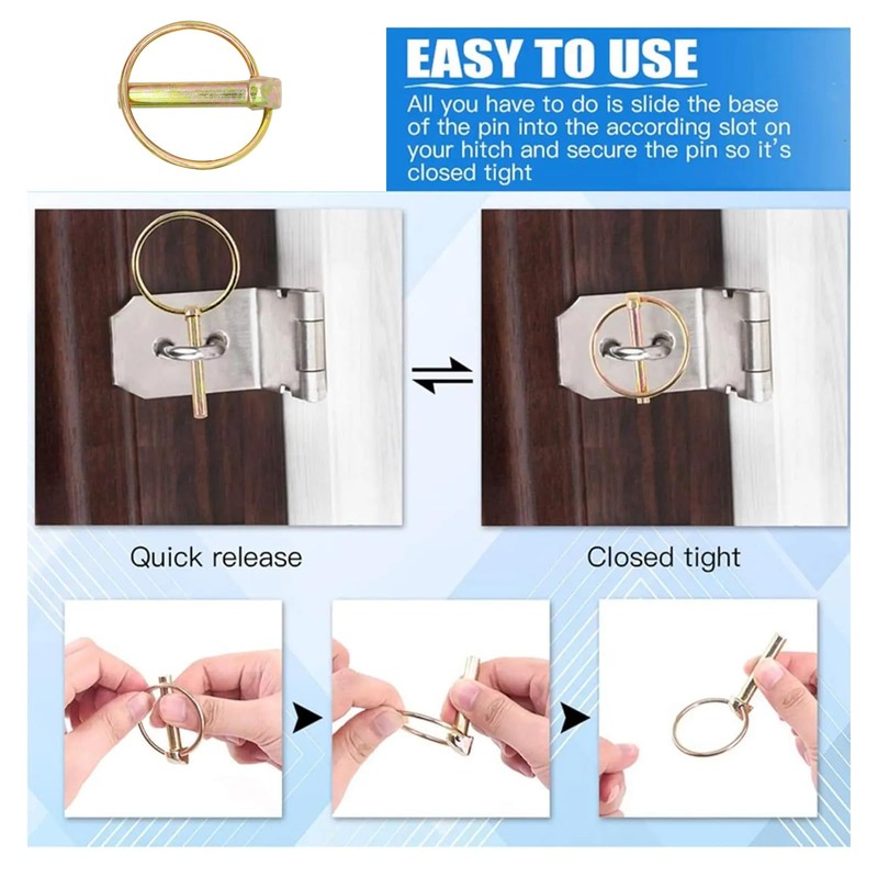 10 Pcs Lynch Pins, Metal Lock Cotter Pins Fasteners for