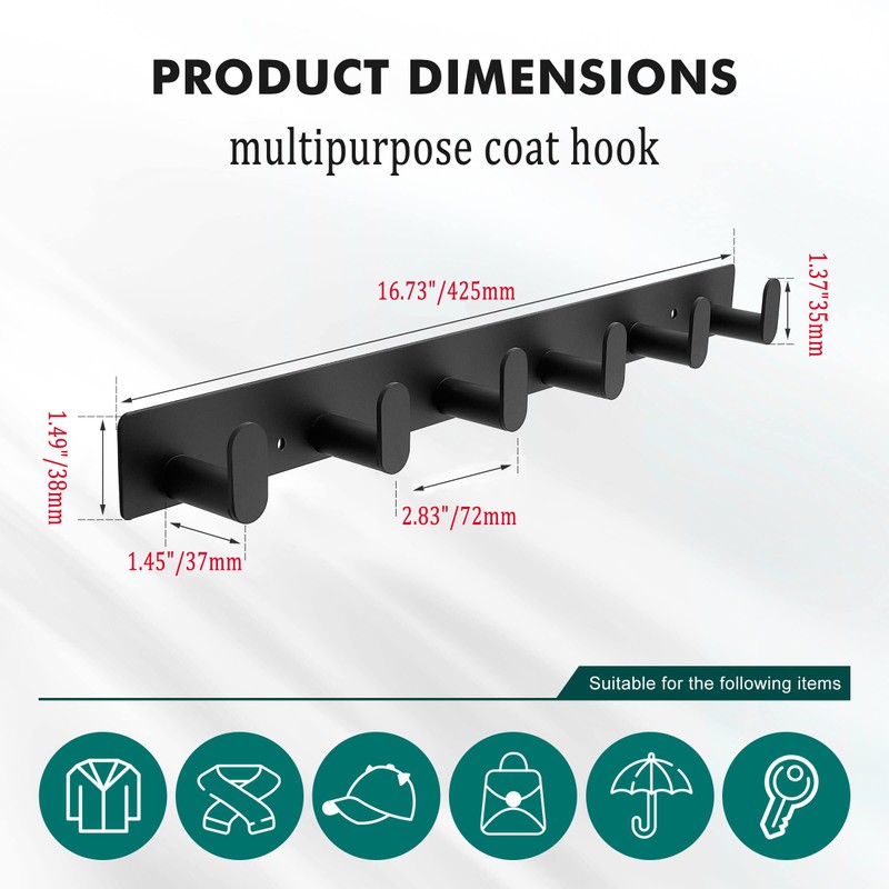DAFUYUAN Coat Rack Wall Mounted Heavy Duty Stainless Steel Coat