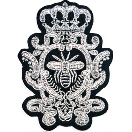 PARITA Hermosa corona de abejas plateadas con diseño de caricaturas para planchar, parche bordado para coser en mochilas, vaqueros, chaquetas, camiseta, ropa