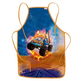ROTH Apron Monster Truck Fire for Children from 4-10 Years with Pocket - Mud Coat, Craft Apron, Painting Apron, Monster Truck Fire