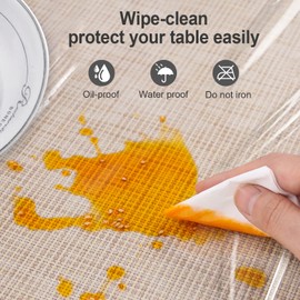 Newthinking Transparent PVC Table Cloth Wipe Clean Clear Tablecloth, Square Waterproof Plastic Table Cover Protector for Kitchen Picnic Outdoor Indoor - 100x61in/255x155cm