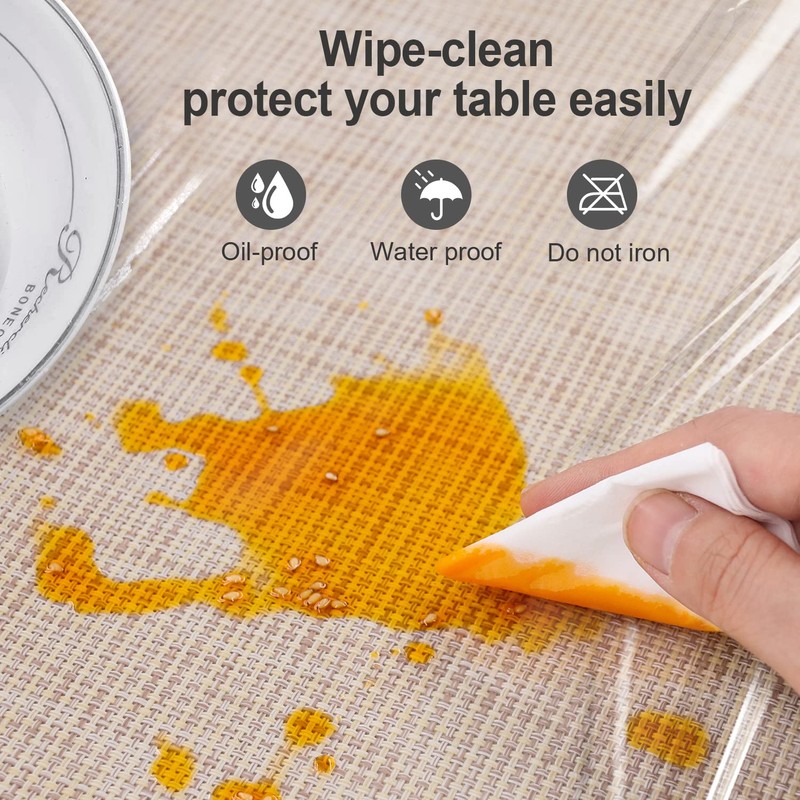 Newthinking Transparent PVC Table Cloth Wipe Clean Clear Tablecloth, Square