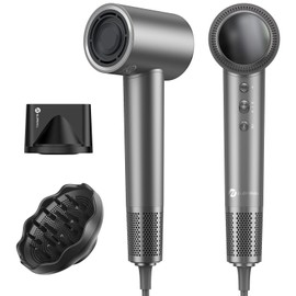 Slopehill Hair Dryer - 110,000 RPM High-Velocity Fast Drying + Low Noise + Lightweight + Intelligent Temperature Control Hair Care for Home, Salon and Travel (Dark Grey)