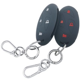 RUNZUIE 2Pcs Silicone Smart Remote Key Fob Cover for 2023 2024 Hyundai Ioniq 6 Kona Santa Fe Elantra 5/7 Buttons (Black with Red/White)