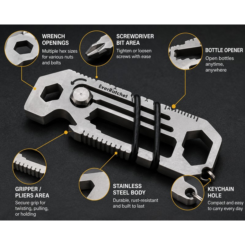 Keychain Multitool for Quick Repairs – Stainless Steel Mini Wrench