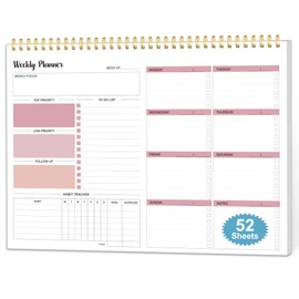 Weekly To Do List Notepad, Weekly Planner Undated, Habit Tracker Journal, Weekly Notepad Desk Calendars, Goals Organizers, for Men and Women,52 Weeks,(8.5x11”)