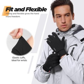 TM02-Black L Winter Warm Cycling Gloves Winter Gloves Cycling Gloves Sports Gloves Running Gloves Touchscreen Windproof Non-Slip Elastic