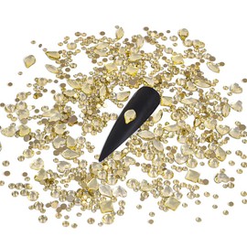 Blinginbox 150pcs Nail Art Rhinestones light yellow Flatback Round Rhinestones Charms Nail Gem Stones with 20pcs Multi Shapes K9 Bling Glass Crystals Diamonds Jewelry for Nail DIY Crafts Faces Makeup.