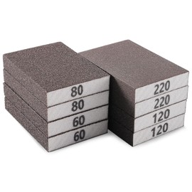 TUAKIMCE 8 Pcs Sanding Sponge, 60/80/120/220 Grits Sanding Blocks for Wet/Dry Sanding or Flat/Curved Surfaces, Sandpaper Block for Wood, Metal, Wall Polishing, Drywall Repair, Flexible & Reusable