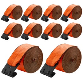 Happybuy Winch Straps, 4-inch by 30-Foot Truck Straps Featuring Flat Hooks. 10-Pack Heavy Duty Trailer Straps Boasting 18,000 lbs Break Strength. Cargo Tie-Down Straps Suitable for Flatbeds, Trailers