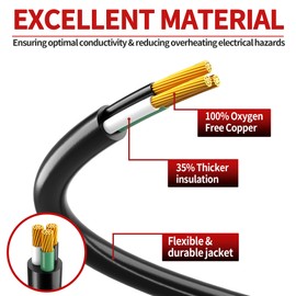 16/3 100 Ft Outdoor Extension Cord Waterproof, Weatherproof & Flame Retardant Black 3 Prong Power Cord Outside for Lawn & Garden, 16AWG 10A 1250W 125V SJTW ETL Listed