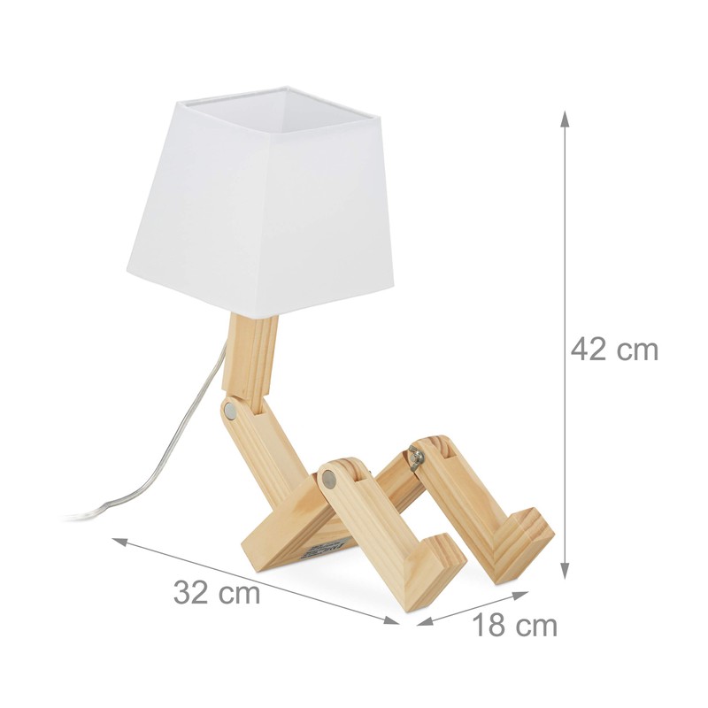 Relaxdays Table Lamp Robot Adjustable Lampshade Original Desk Lamp H