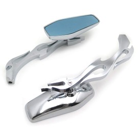 XKMT-Chrome Running Mirror Fire/Flame Stem Compatible With Kawasaki Suzuki Hayabusa R1 R6 [B017QVAP1E]