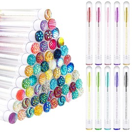100 Tubos de Varita de Rímel Set Tubo de Carrete de Diamante para Extensión de Pestañas Cepillo de Rímel Vacío Aplicador de Cejas Colorido Desechable Herramienta de Maquillaje, Color Mixto