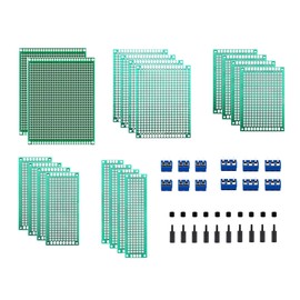 HUAZIZ Pack of 50 PCB Board Kits, 18 Pieces Double-Sided PCB Prototype Cards, 12 Pieces 2P/3P Screw Terminal, 20 Pieces M2 Nylon Column
