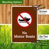 No Motor Boats Sign, 10x14 Inches, Rust Free .040 Aluminum,