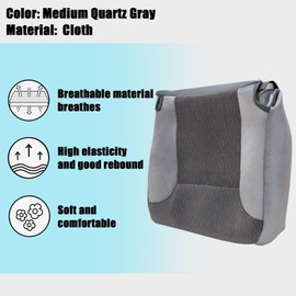 NLQR D5 or C3 Medium Quartz Gray Front Driver Side Bottom Replacement Cloth Seat Covers Compatible with Dodge Ram 1500 2500 3500 1994 1995 1996 1997