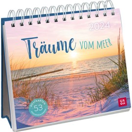Groh Verlag Postkartenkalender 2024: Träume vom Meer: Wochenkalender zum Aufstellen, Tischkalender mit Spiralbindung und 53 Postkarten zum Heraustrennen