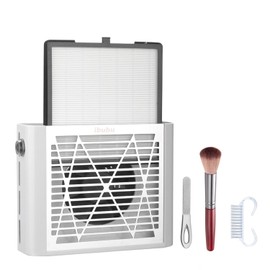 ibubu Nail Dust Collector Machine Electric Strong Suction Nail Dust Vacuum Cleaner Nail Salon Dust Extractor Acrylic Nail Powder Dust Collector Vacuum Fan with Multiple Tool Kits for Nails White