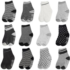 ELUTONG Toddler Baby Grip Socks-Cute Kid's Non Slip Socks-12 Pairs Of Baby’s Socks Suitable Baby Kids Aged 3-5 Years