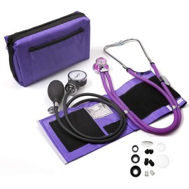 Professional Aneroid Sphygmomanometer with Sprague Rappaport Stethoscope, Manual Blood Pressure Monitor for Upper Arm Adult Size Cuff Zipper Case Included, CE