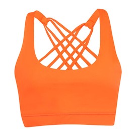 EILYEE Women High Impact Sports Bra Criss Cross Back Padded Bra Workout Fitness Sports Yoga Bras Color Bright Orange Size Large