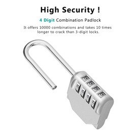 ZHEGE Combination Padlock, 2.2 Inch Long Shackle Lock, 4 Digit Re-settable Combination Lock for School, Gym, Outdoor Shed Locker, Hasp Cabinet, Gate (Sliver)