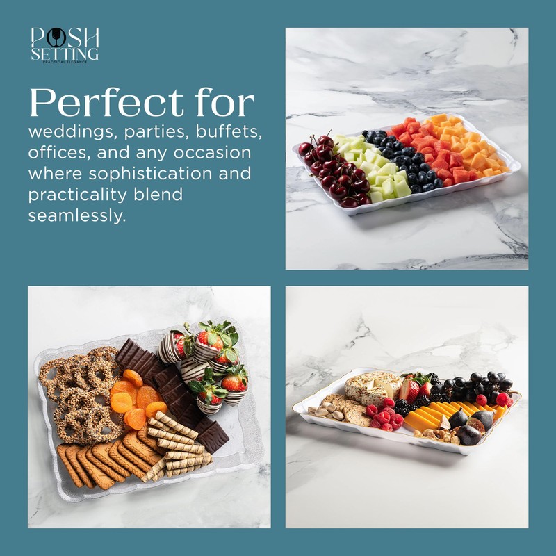 Posh Setting - Plastic Trays for Serving Food, Clear Serving