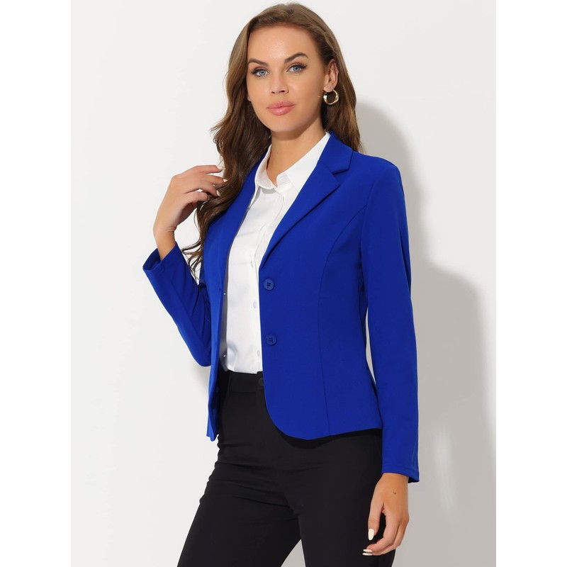 Allegra K Women's Work Office Blazer Stretch Lapel Collar Long