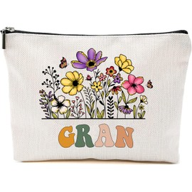 Gran Wildflowers Gifts For Mother's Day Makeup Bags - Gran Flower Gift Bags - Mom Birthday Gifts - Travel Cosmetic Bag For Birthday