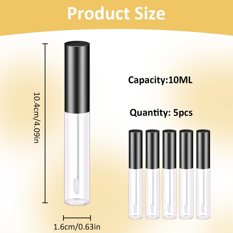 Molain 10 ml Empty Lip Gloss Tubes, Pack of 5