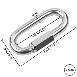 BELLE VOUS 12 Pack Stainless Steel Quick Link M4 Chain Connectors - Small Locking Carabiner Clips - Heavy Duty Chain Link & Large Carabiner Clip Set