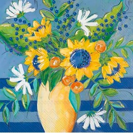 IHR Ideal Home Range Cocktail Napkins Disposable 3-Ply Paper Party Napkin Pack, 5" x 5", Floral Bursts, 20-Count