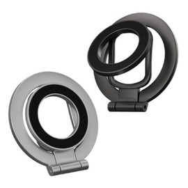 Dual Magnetic Phone Ring Stand Desk Holder, Double Sided Magnet Phone Grip Holder Kickstand for Cell Phone, Dual Magnetic Phone Kickstand Grip Desk Stand for Gym Office (Black)