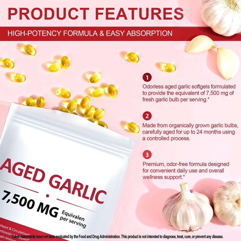 2 Years Aged Garlic Extract Capsules – 300 Count 7500mg