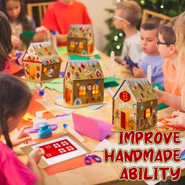 Yunsailing 24 Set Large Christmas Gingerbread House Kits Cardboard Gingerbread Man House Bulk Craft with LED Candle for Boys and Girls Make Ginger Bread House Holiday Crafts DIY for Xmas Party Decor