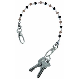 Hidden Hollow Beads Key Keeper 12" Women's Hematite Hand Strap Chain Finder Organizer Wallet Purse Lanyard Holder Anti-Lost