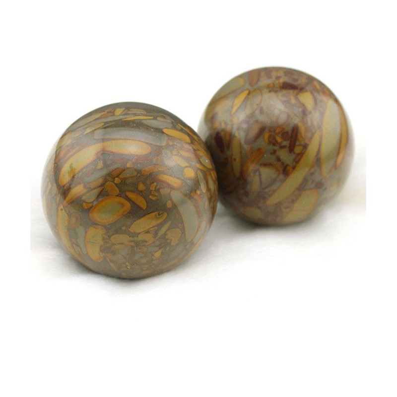 juanxian 2" Feng Shui Nuwa Stone Baoding Balls Chinese Health