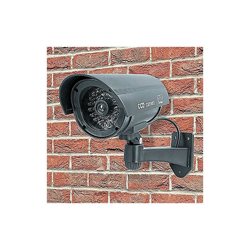 Black Fake Dummy CCTV Security Camera Flashing Led Indoor Outdoor