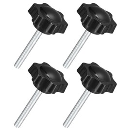 QUARKZMAN Pack of 4 M6 x 45 mm Star Handles, Plastic Hex Clamping Knob Screw, Hand-Tight, Replacement Knob for Parasol Stand, Replacement Knob