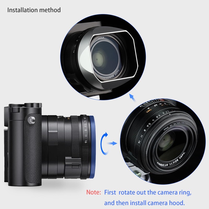 Haoge Metal Square Lens Hood for Leica q3 Q2 Q